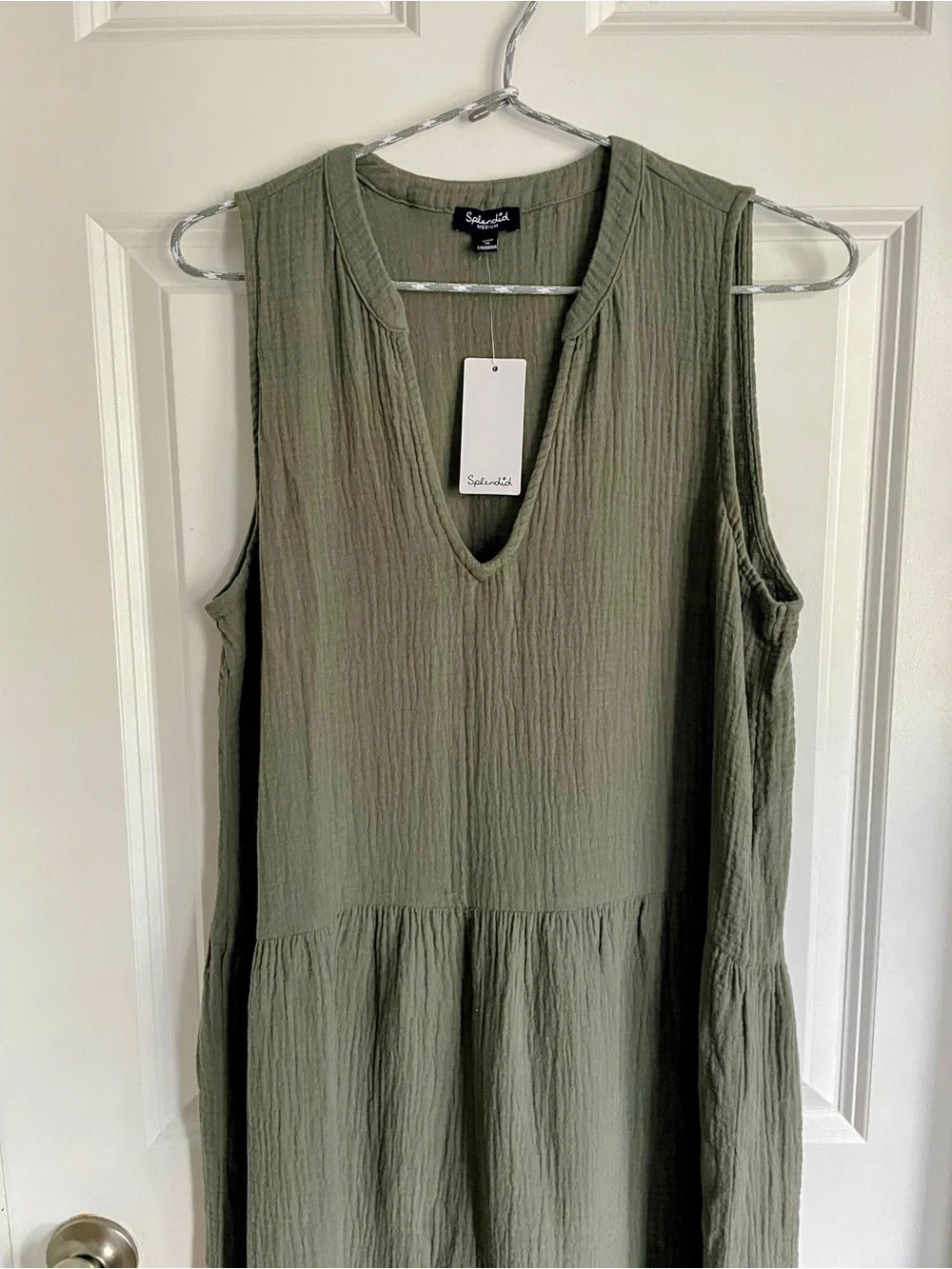 Splendid Olive Green Sleeveless Tiered Maxi Dress - Picture 7 of 7